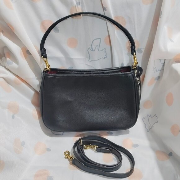 Coach Cary Black Soft Pebble Leather Shoulder Bag - Picture 1 of 9